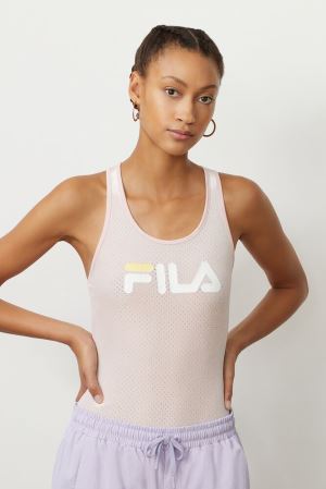 FILA Lupita Racerback Bodysuits White,Womens Clothing | CA.KAHQCV590